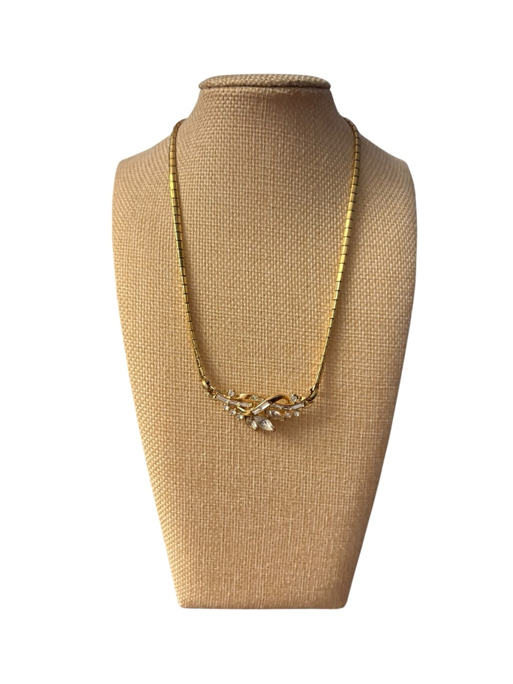 Crown Trifari Alfred Philippe Pat Pend Rhinestone Ribbon Choker Vtg Necklace - Picture 2 of 7